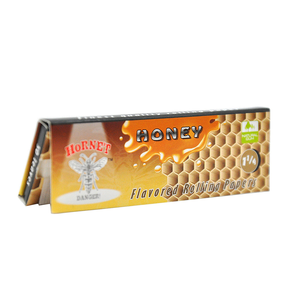Hornet 1 1/4 Size Honey Flavors Rolling Papers, Slow Burning Rolling Paper, Natural Rolling Paper, 50 Piece / Pack 50 Pack / Box