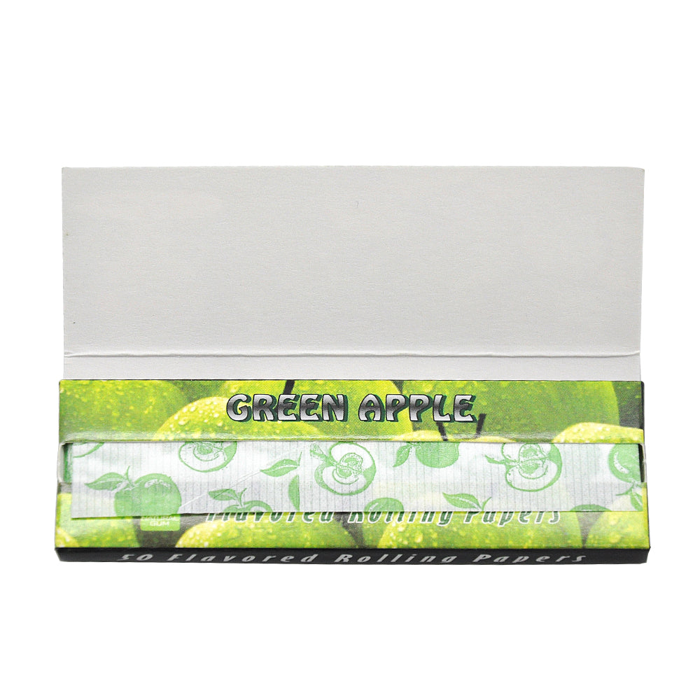 Hornet 1 1/4 size Green Apple Flavors Rolling Papers, Slow Burning Rolling Paper, Natural Rolling Paper, 50 Piece / Pack 50 Pack / Box