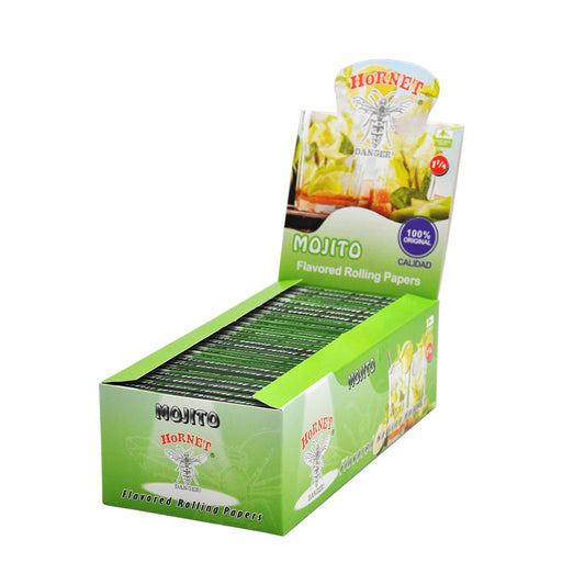 HORNET 1 1/4 Mojito Flavors Rolling Papers, Slow Burning Rolling Paper, Natural Rolling Paper, 50 Piece / Pack 50 Pack / Box