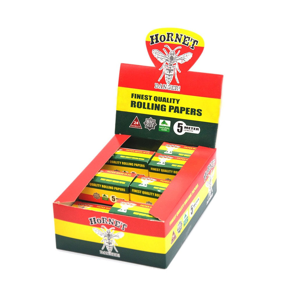 HORNET Rasta Style Rolling Paper Rolls, 5 m Free Rolling Papers, Organic Rolling Paper Rolls, 24 PCS / Box