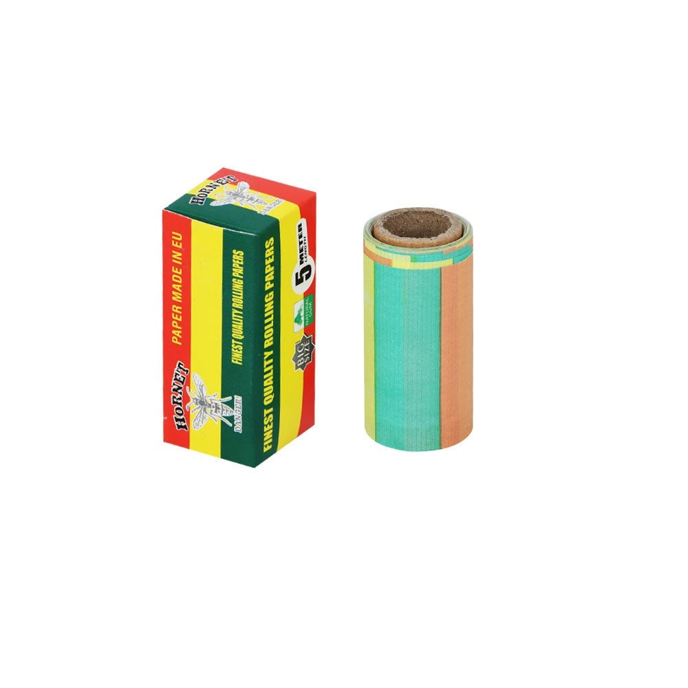 HORNET Rasta Style Rolling Paper Rolls, 5 m Free Rolling Papers, Organic Rolling Paper Rolls, 24 PCS / Box