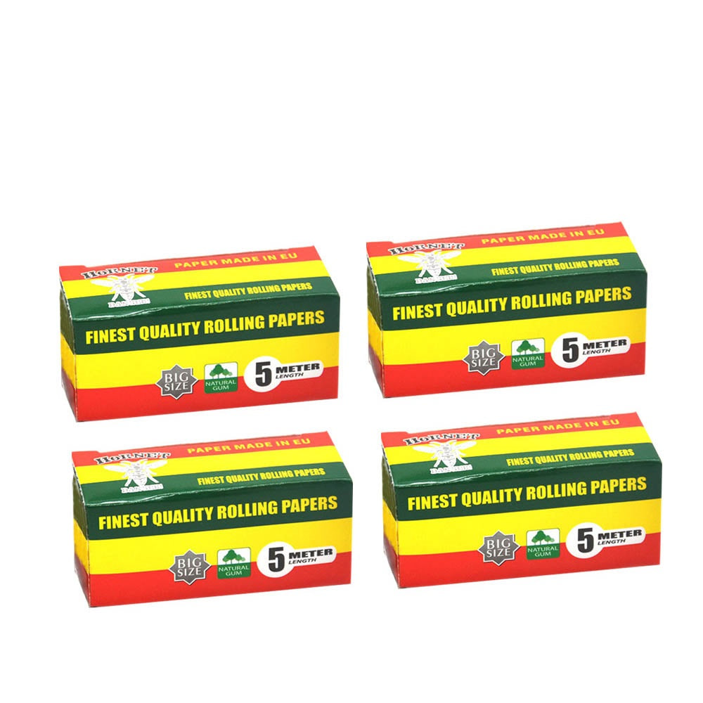 HORNET Rasta Style Rolling Paper Rolls, 5 m Free Rolling Papers, Organic Rolling Paper Rolls, 24 PCS / Box