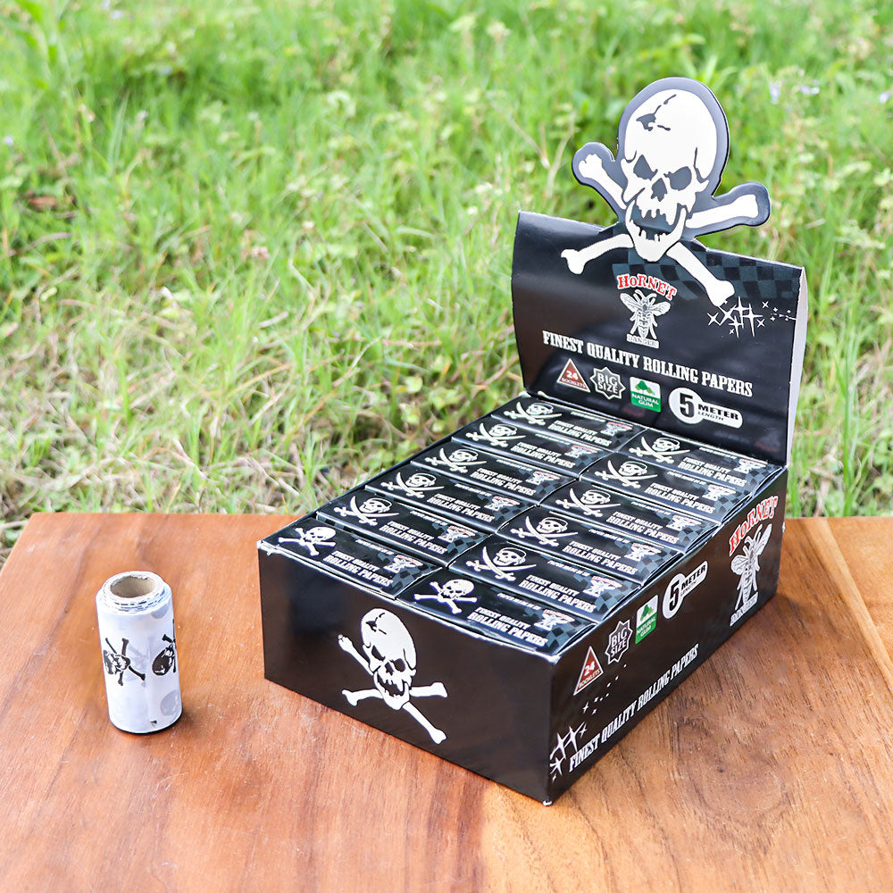 HORNET Skull Style Rolling Paper Rolls, 5 m Free Rolling Papers, Organic Rolling Paper Rolls, 24 PCS / Box
