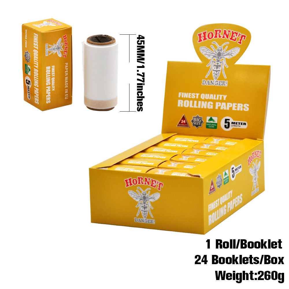 HORNET Yellow Style Rolling Paper Rolls, 5 m Free Rolling Papers, Organic Rolling Paper Rolls, 24 PCS / Box