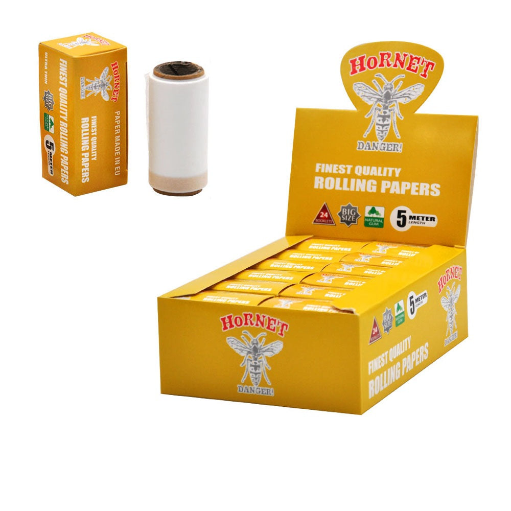 HORNET Yellow Style Rolling Paper Rolls, 5 m Free Rolling Papers, Organic Rolling Paper Rolls, 24 PCS / Box