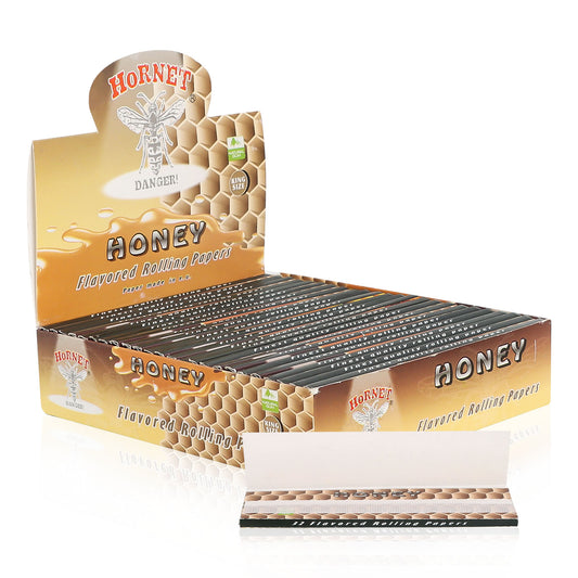 HORNET King Size Honey Flavors Rolling Papers, Slim Natural Organic Rolling Paper, 32 Pieces / Pack 25 Packs / Box