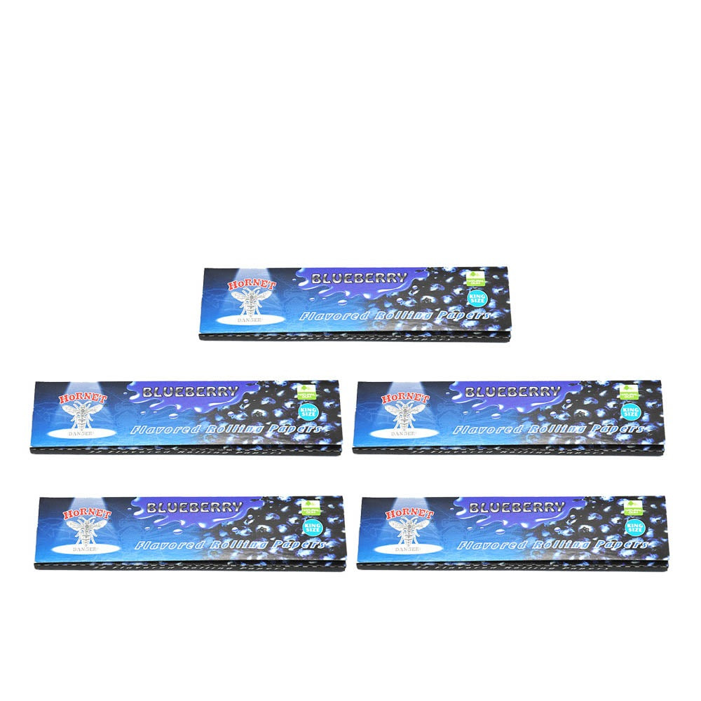 HORNET King Size Blueberry Flavors Rolling Papers, Slim Natural Organic Rolling Paper, 32 Pieces / Pack 25 Packs / Box