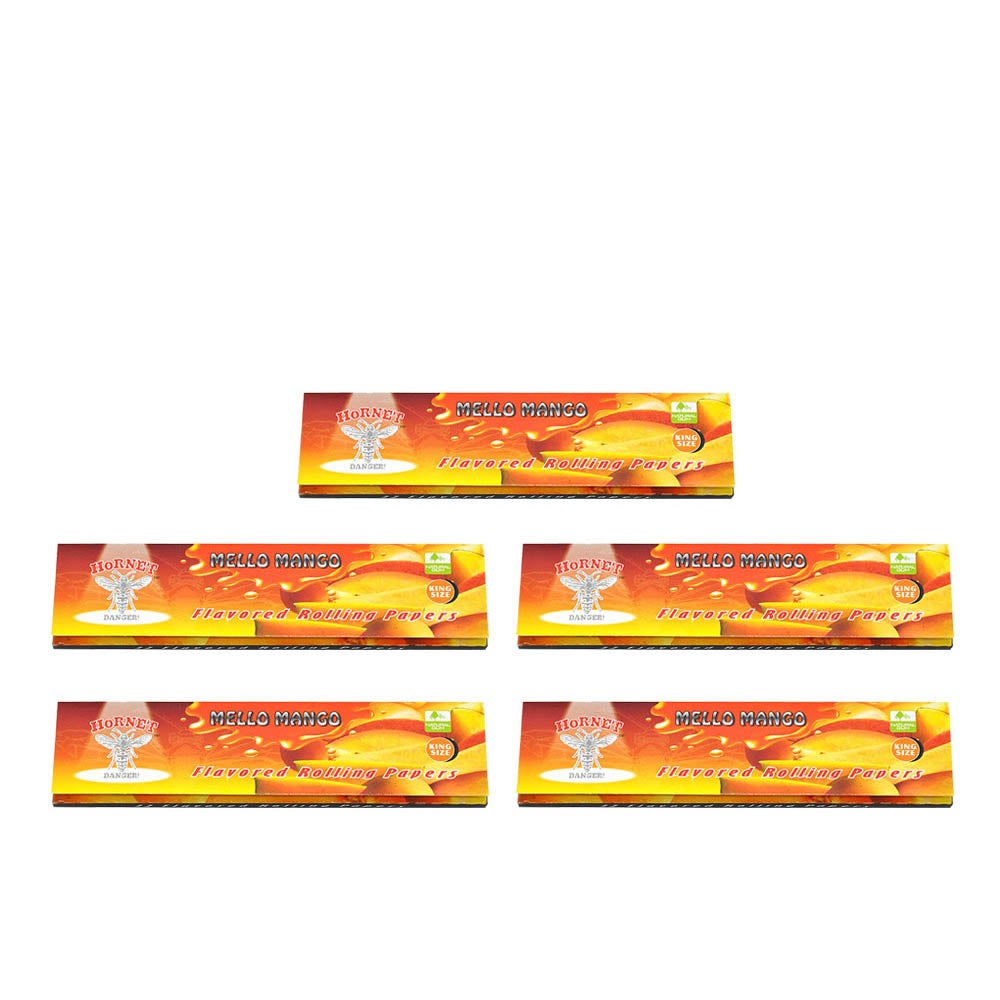 Hornet King Size Mango Flavors Rolling Papers, Slim Natural Organic Rolling Paper, 32 Pieces / Pack 25 Packs / Box