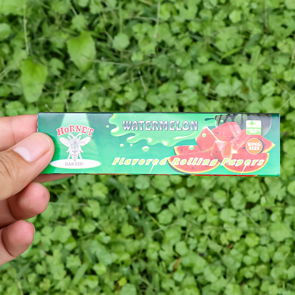 HORNET King Size Watermelon Flavors Rolling Papers, Slim Natural Organic Rolling Paper, 32 Pieces / Pack 25 Packs / Box