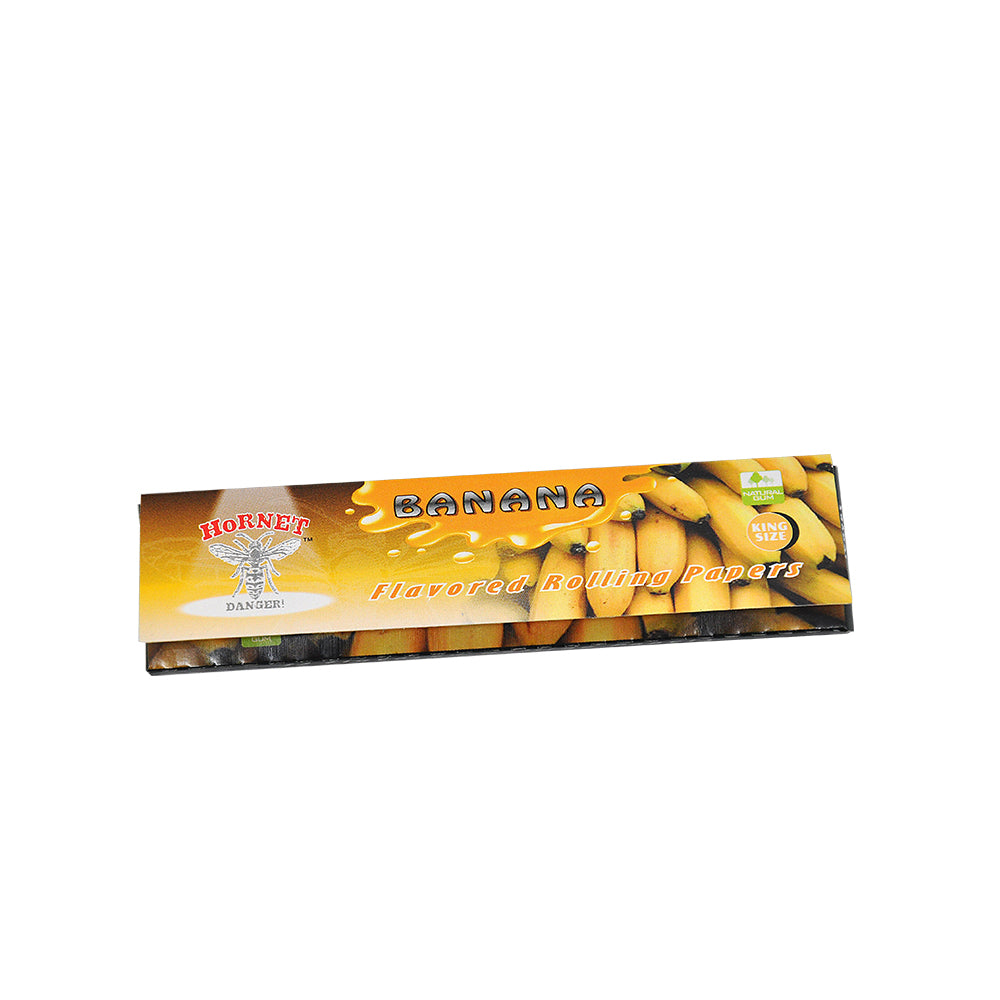 HORNET King Size Banana Flavors Rolling Papers, Slim Natural Organic Rolling Paper, 32 Pieces / Pack 25 Packs / Box