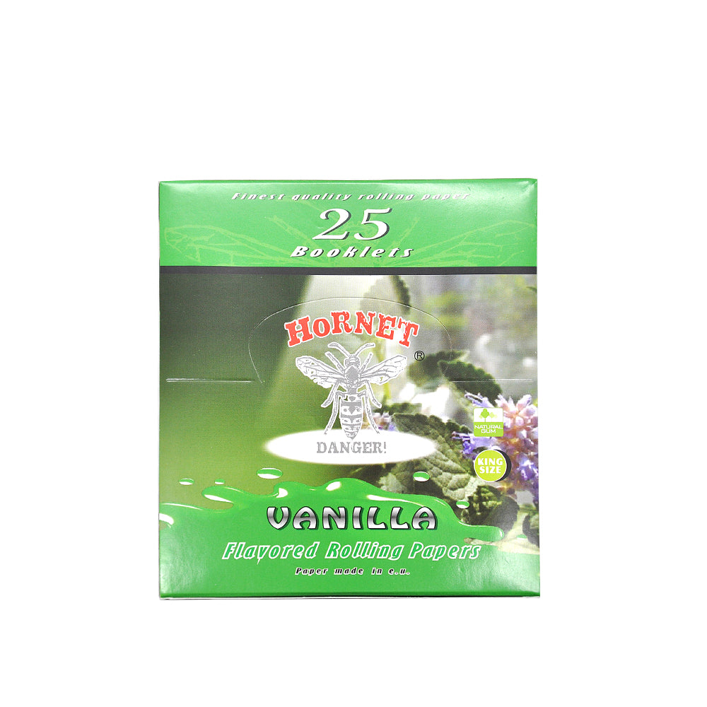 HORNET King Size vanilla Flavors Rolling Papers, Slim Natural Organic Rolling Paper, 32 Pieces / Pack 25 Packs / Box