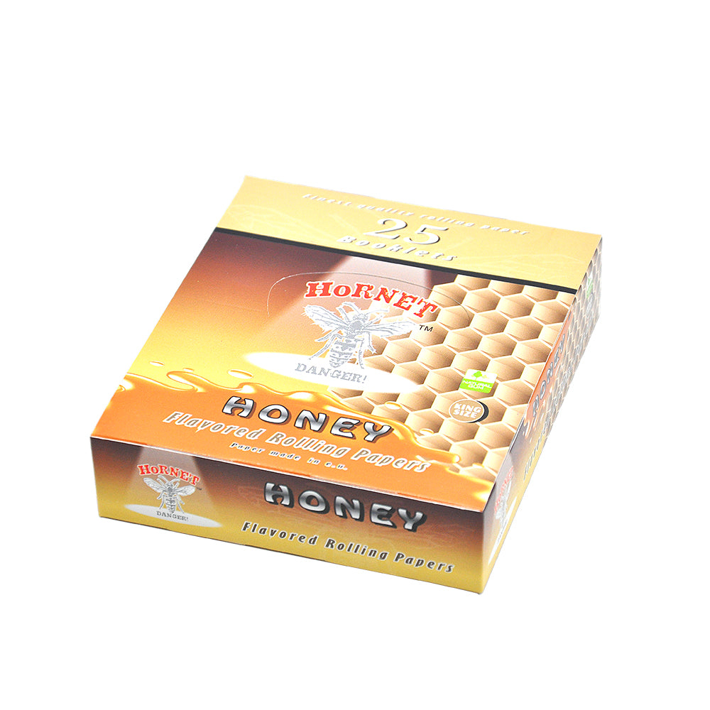 HORNET King Size Honey Flavors Rolling Papers, Slim Natural Organic Rolling Paper, 32 Pieces / Pack 25 Packs / Box