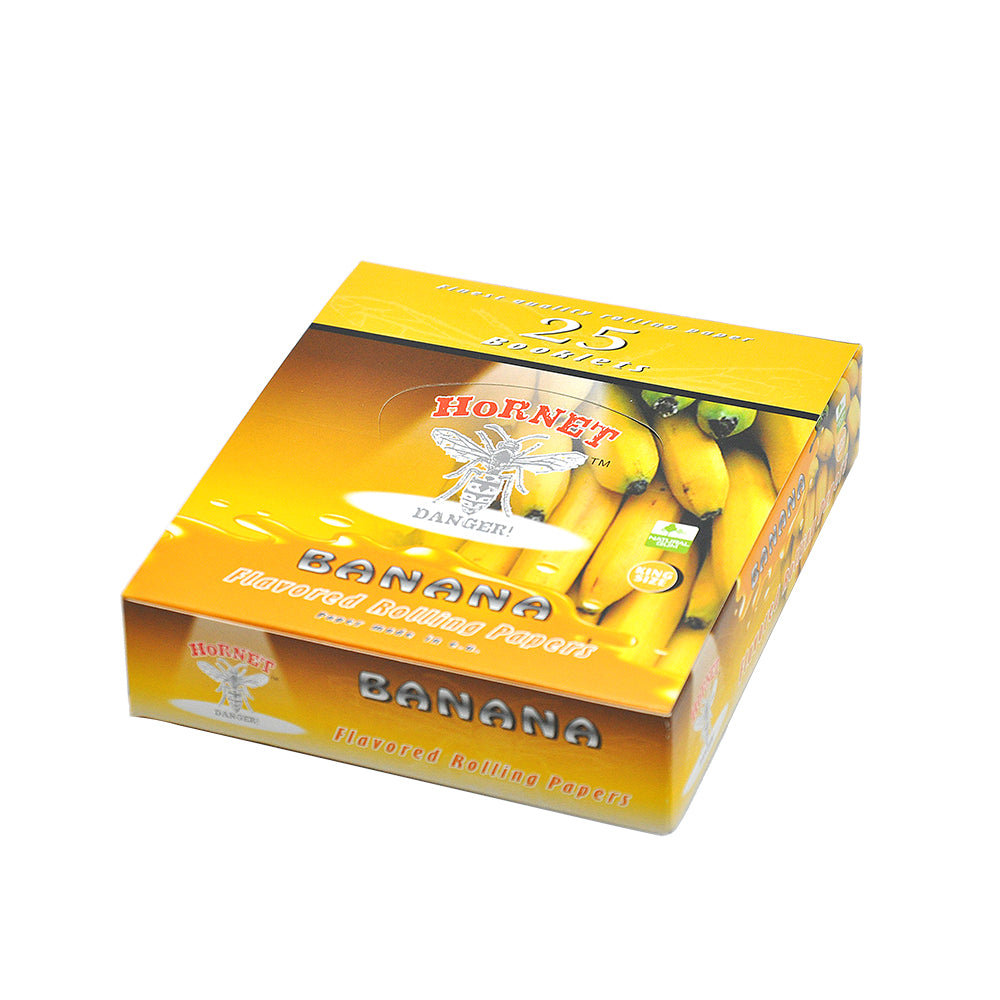 HORNET King Size Banana Flavors Rolling Papers, Slim Natural Organic Rolling Paper, 32 Pieces / Pack 25 Packs / Box