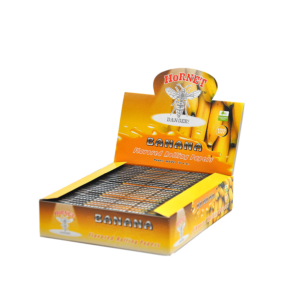 HORNET King Size Banana Flavors Rolling Papers, Slim Natural Organic Rolling Paper, 32 Pieces / Pack 25 Packs / Box
