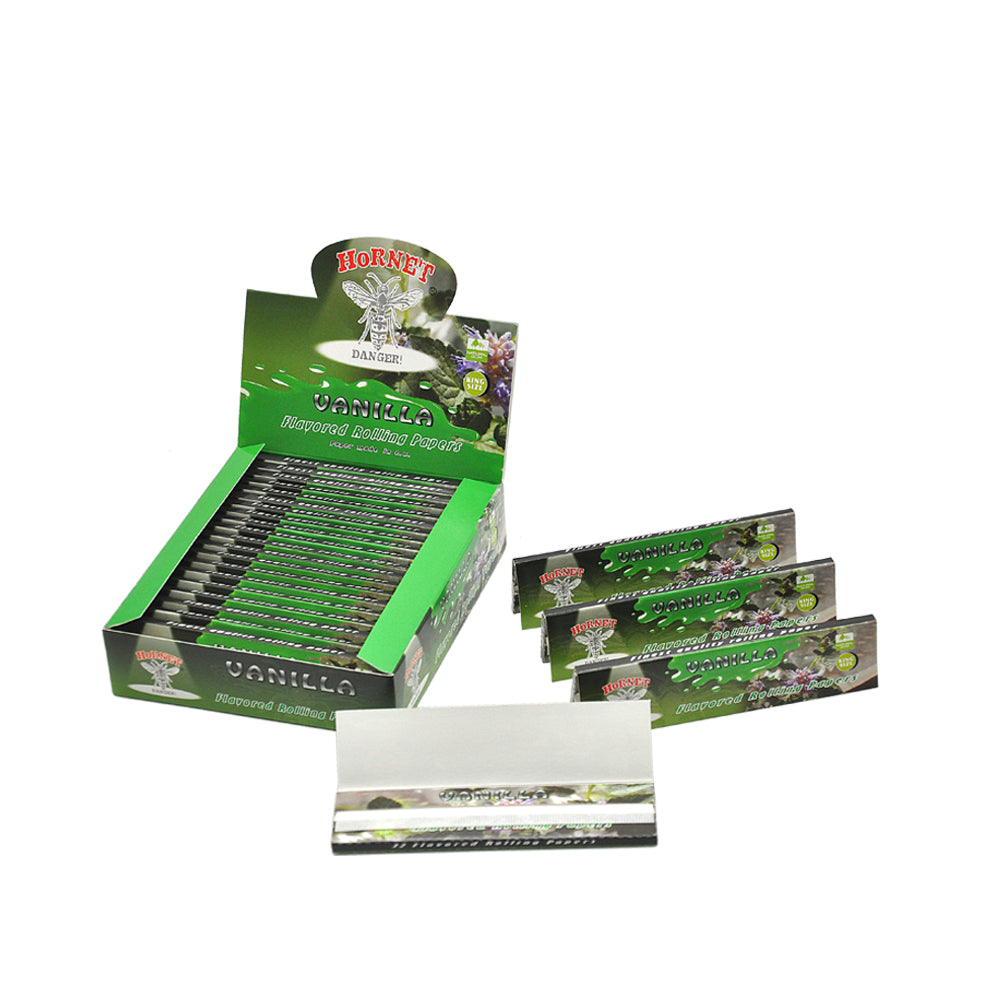 HORNET King Size vanilla Flavors Rolling Papers, Slim Natural Organic Rolling Paper, 32 Pieces / Pack 25 Packs / Box