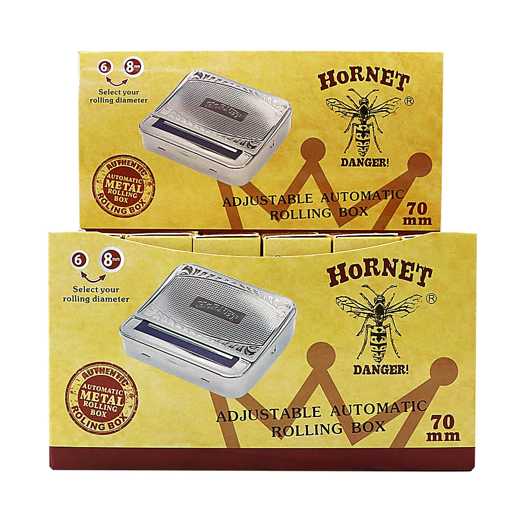 HORNET 79 mm Size Tinplate Rolling Machine Case, Silver Cigarette Rolling Machine Box with Large Stash Case, 6PCS / Box
