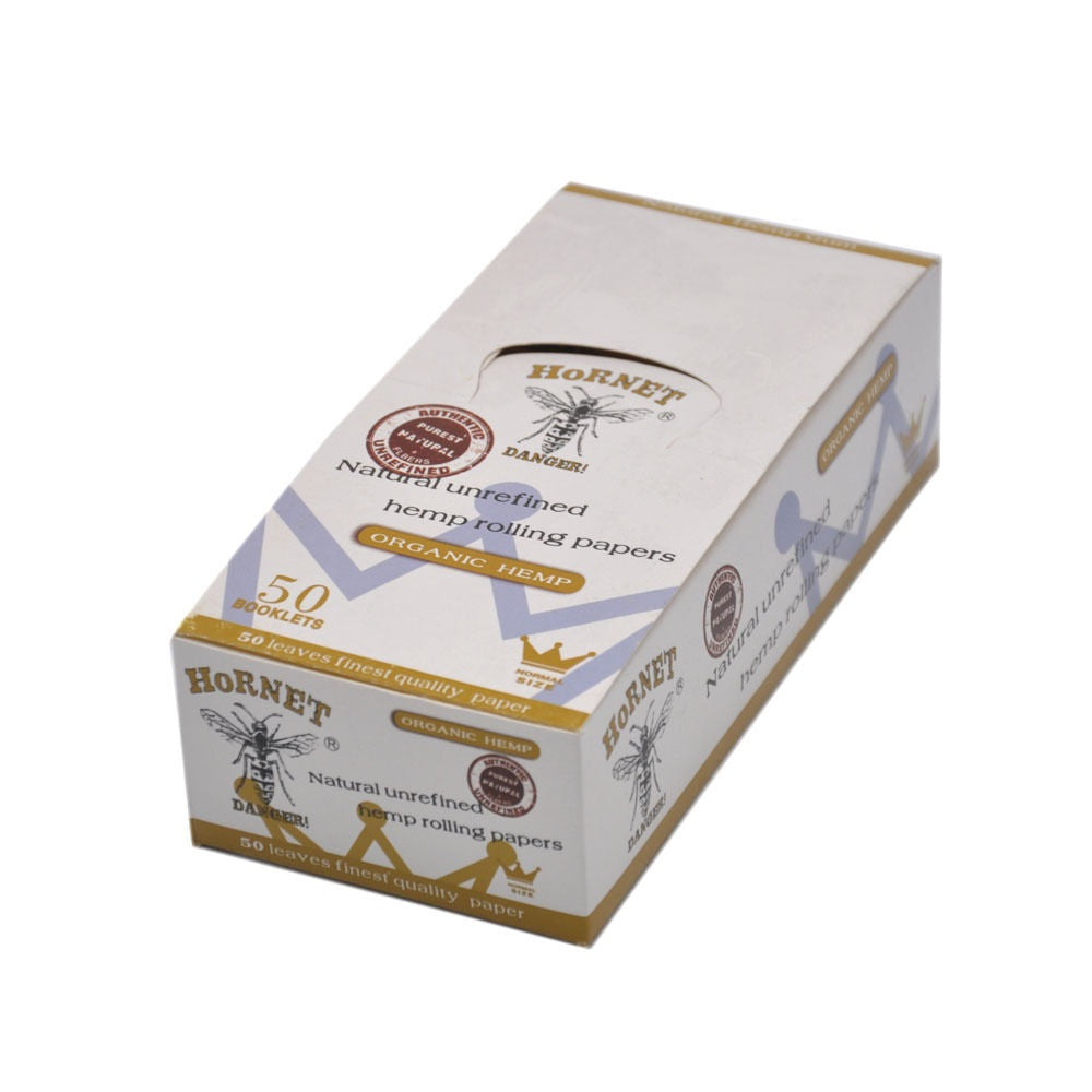 HORNET 70 mm Rolling Papers, Natural Slim Rolling Papers, White Organic Rolling Paper, 100 Leaves / Pack 25 Pack / Box