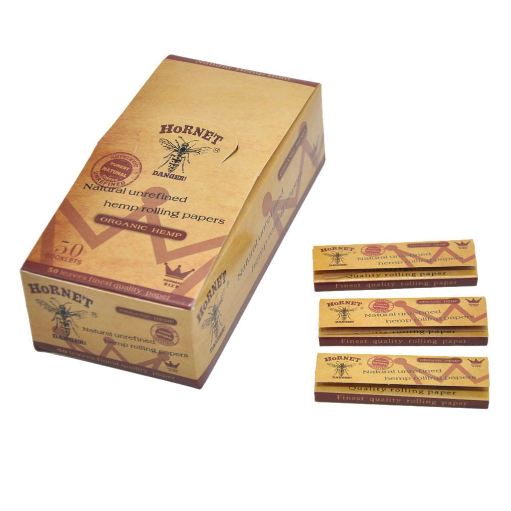 HORNET 70 mm Rolling Papers, Natural Slim Rolling Papers, Brown Organic Rolling Paper, 50 Leaves / Pack 50 Pack / Box