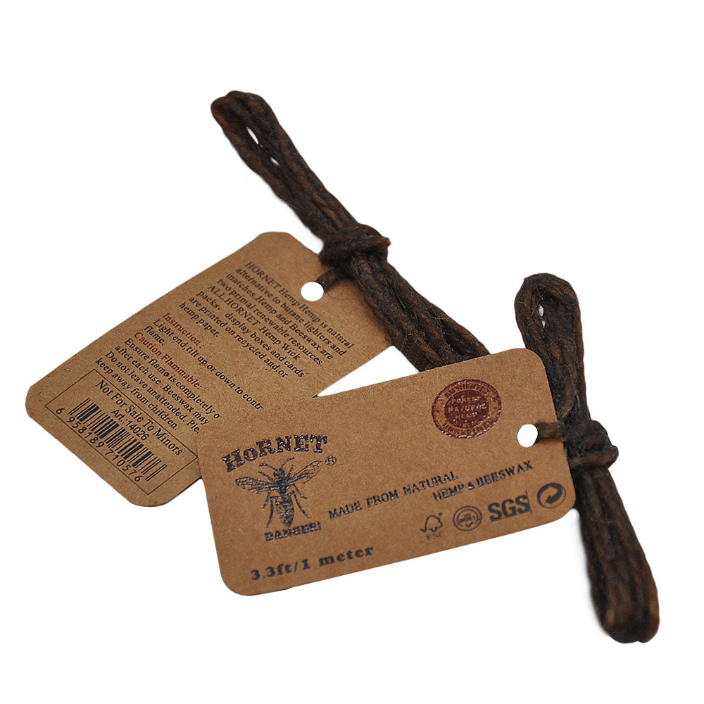 HORNET Organic Beeswax Hemp Wick, Easy Lighting Hemp Wick Rolls & No Dripping, 1 m Hemp Wicks, 60 Packs / Box