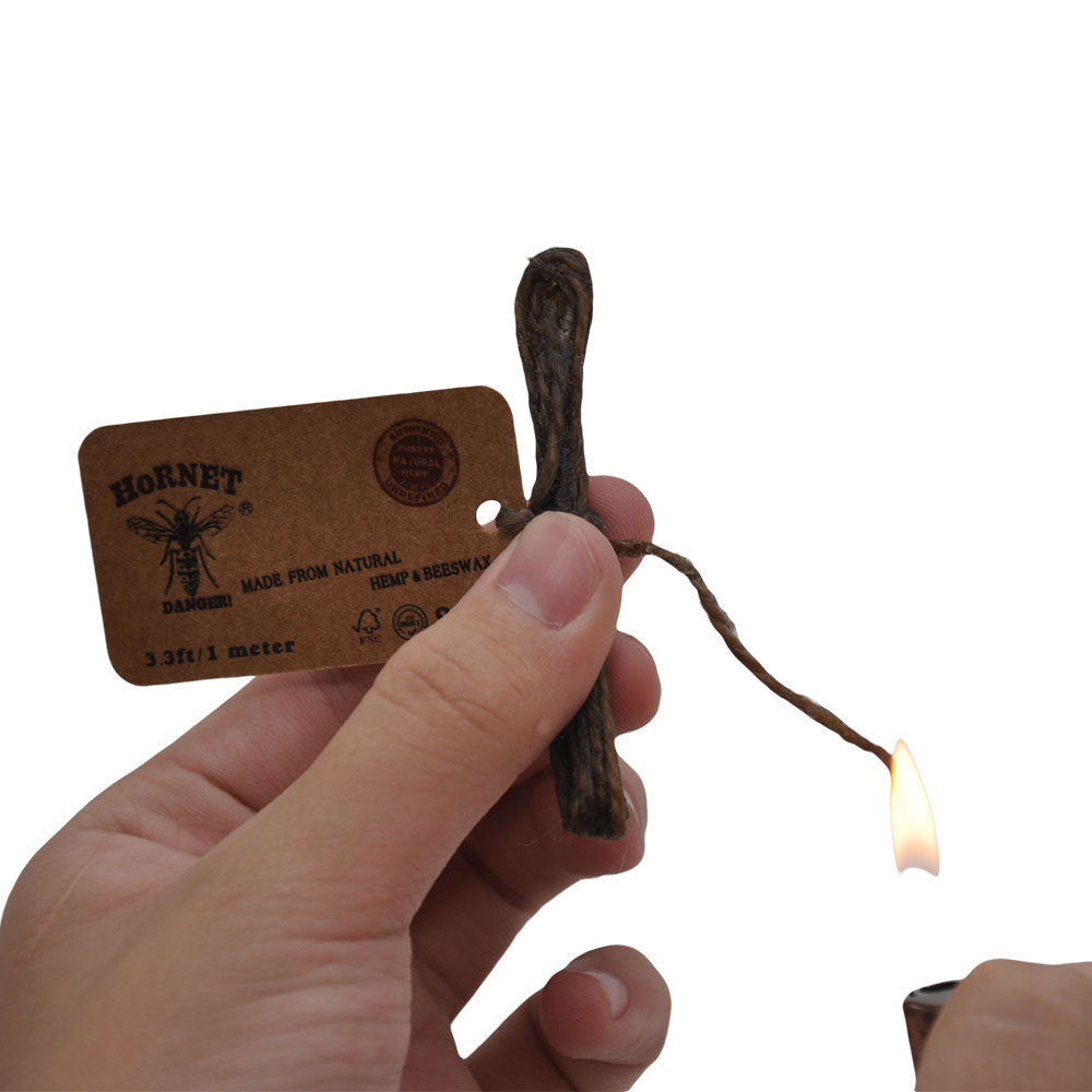 HORNET Organic Beeswax Hemp Wick, Easy Lighting Hemp Wick Rolls & No Dripping, 1 m Hemp Wicks, 60 Packs / Box
