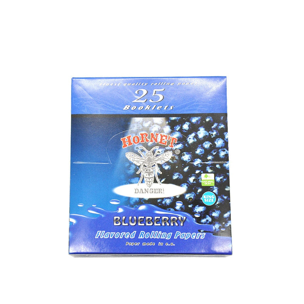 HORNET King Size Blueberry Flavors Rolling Papers, Slim Natural Organic Rolling Paper, 32 Pieces / Pack 25 Packs / Box