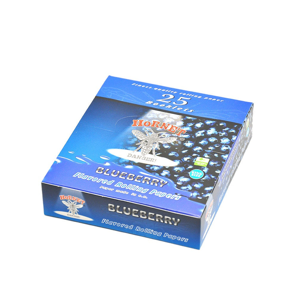 HORNET King Size Blueberry Flavors Rolling Papers, Slim Natural Organic Rolling Paper, 32 Pieces / Pack 25 Packs / Box
