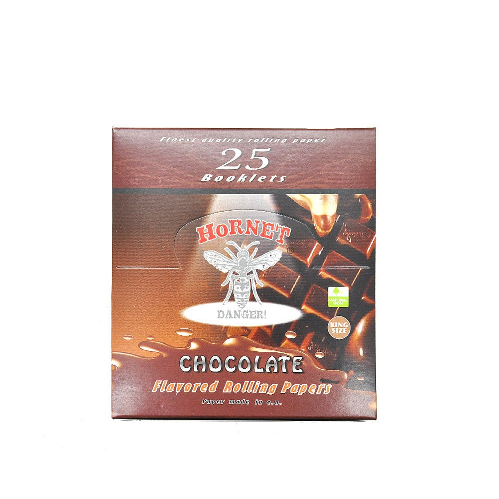 HORNET King Size Chocolate Flavors Rolling Papers, Slim Natural Organic Rolling Paper, 32 Pieces / Pack 25 Packs / Box