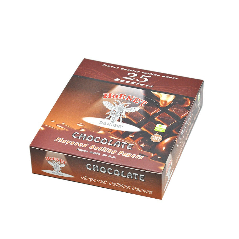 HORNET King Size Chocolate Flavors Rolling Papers, Slim Natural Organic Rolling Paper, 32 Pieces / Pack 25 Packs / Box