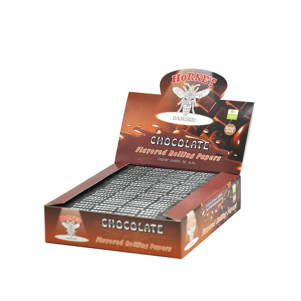 HORNET King Size Chocolate Flavors Rolling Papers, Slim Natural Organic Rolling Paper, 32 Pieces / Pack 25 Packs / Box