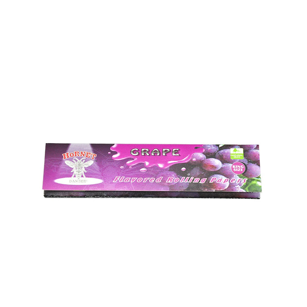 HORNET King Size Grape Flavors Rolling Papers, Slim Natural Organic Rolling Paper, 32 Pieces / Pack 25 Packs / Box