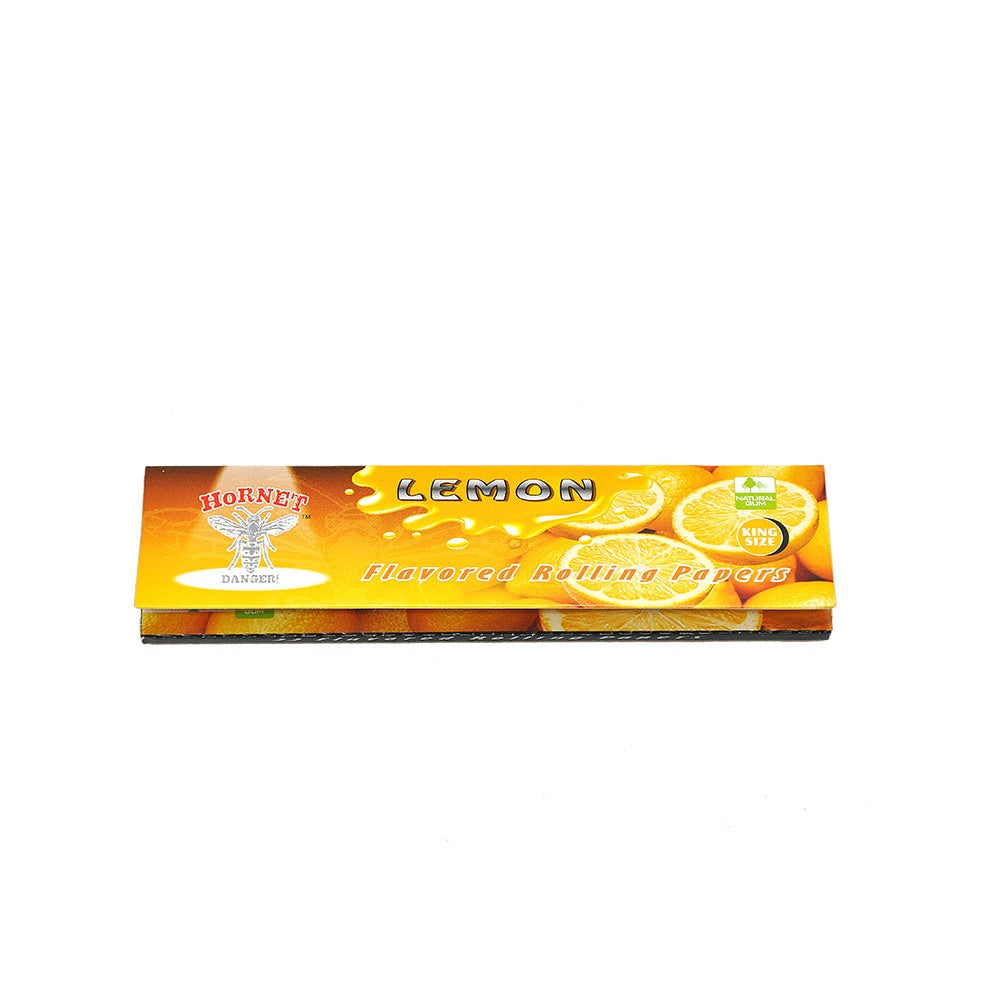 HORNET King Size Lemon Flavors Rolling Papers, Slim Natural Organic Rolling Paper, 32 Pieces / Pack 25 Packs / Box