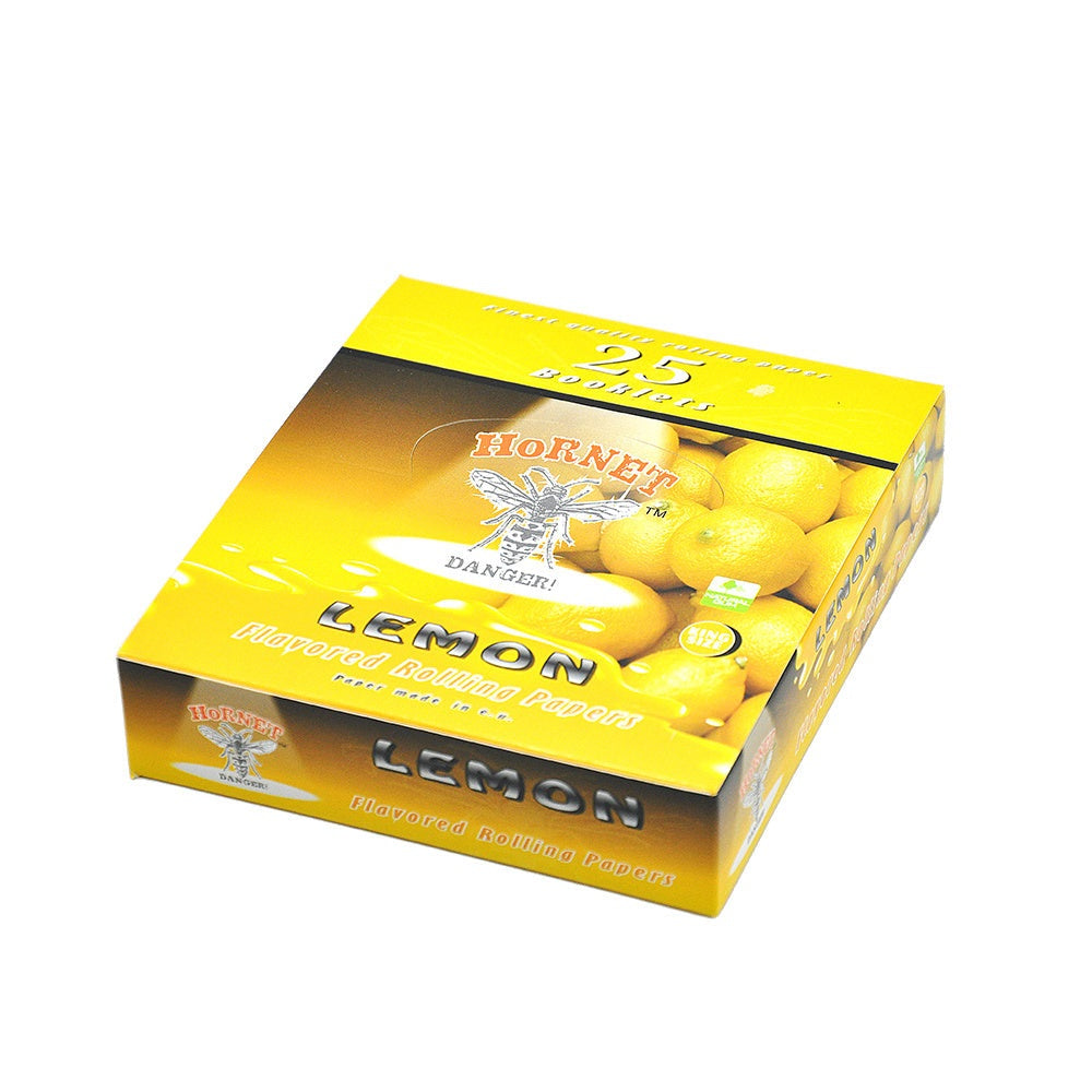 HORNET King Size Lemon Flavors Rolling Papers, Slim Natural Organic Rolling Paper, 32 Pieces / Pack 25 Packs / Box
