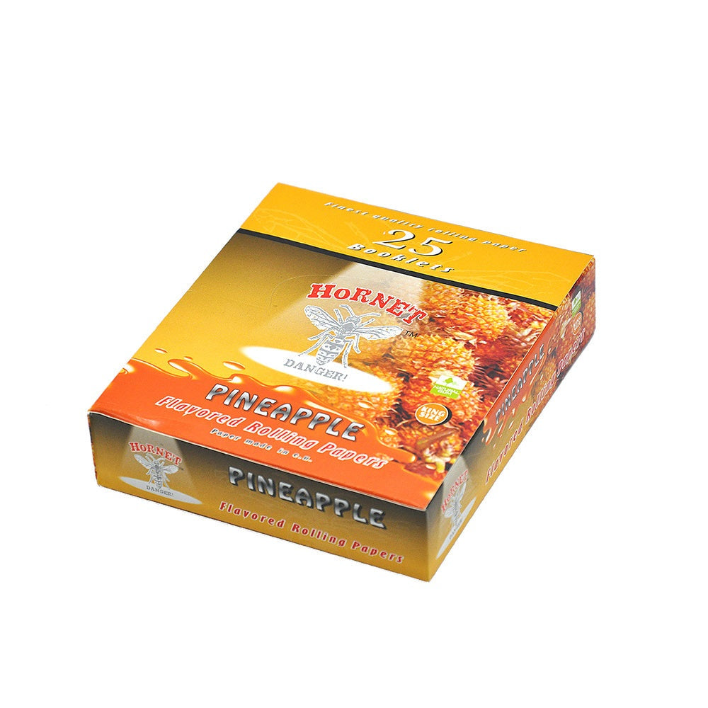 HORNET King Size Pineapple Flavors Rolling Papers, Slim Natural Organic Rolling Paper, 32 Pieces / Pack 25 Packs / Box
