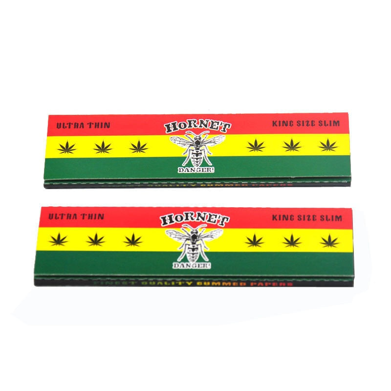 HORNET Rasta Style Rolling Paer, King Size Slim Cigarette Rolling Paper, Slow Buring Rolling Papers, 32 PCS / Pack 50 Packs / Box
