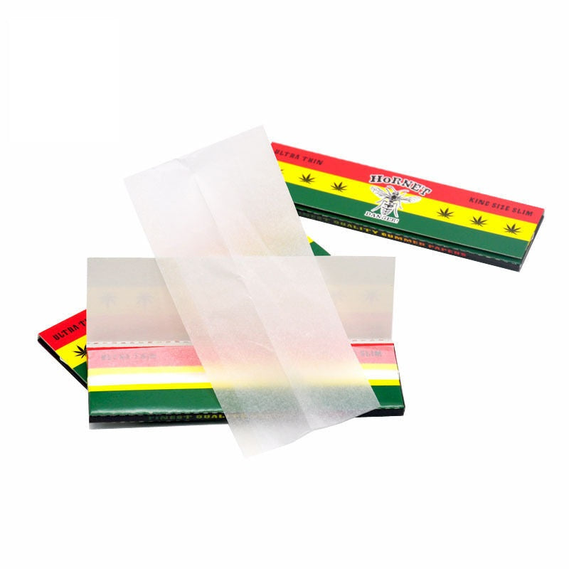 HORNET Rasta Style Rolling Paer, King Size Slim Cigarette Rolling Paper, Slow Buring Rolling Papers, 32 PCS / Pack 50 Packs / Box