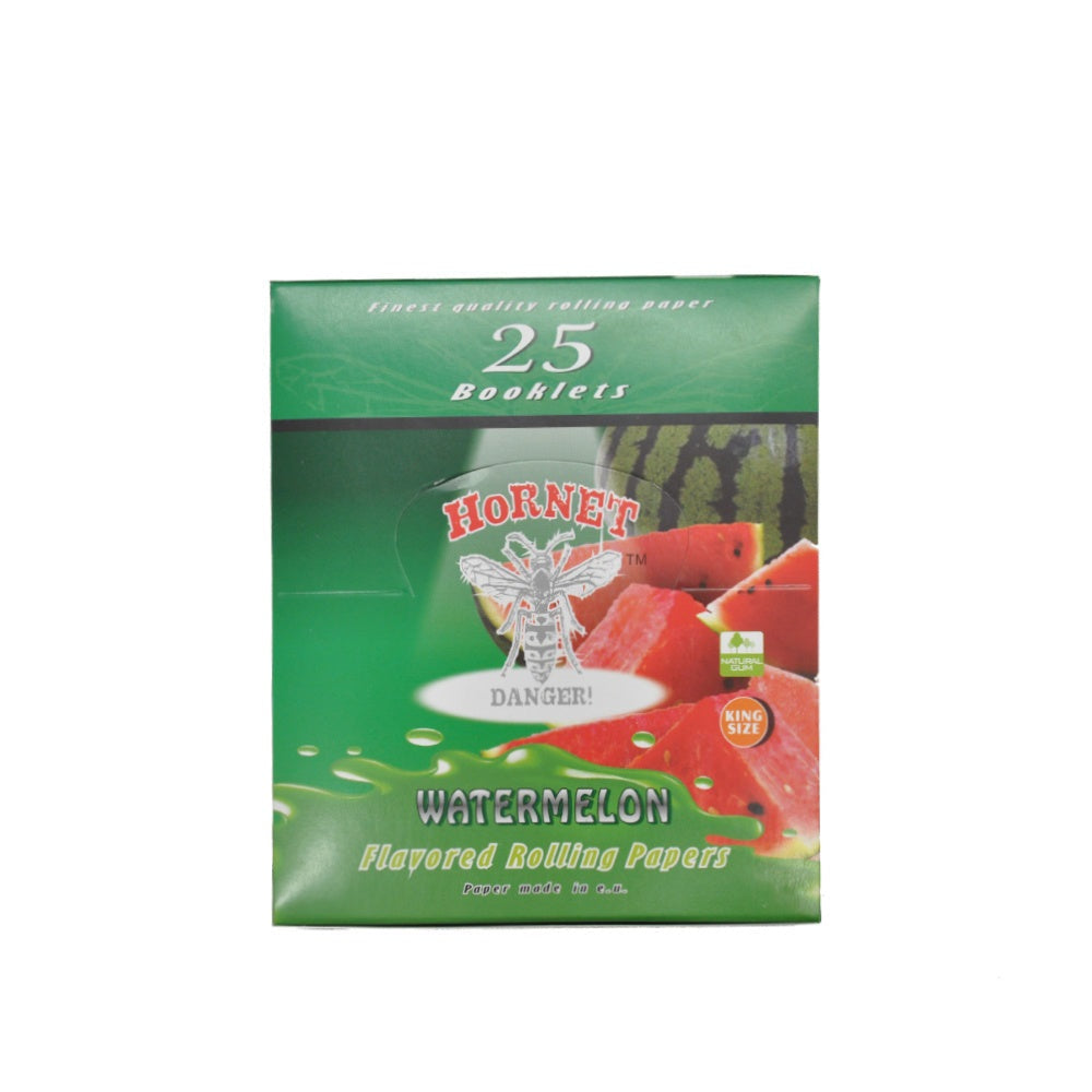 HORNET King Size Watermelon Flavors Rolling Papers, Slim Natural Organic Rolling Paper, 32 Pieces / Pack 25 Packs / Box