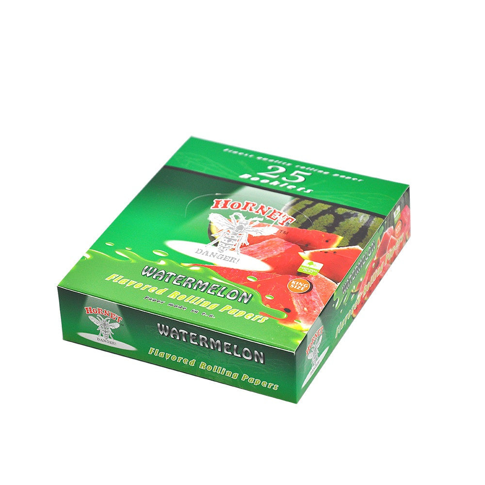 HORNET King Size Watermelon Flavors Rolling Papers, Slim Natural Organic Rolling Paper, 32 Pieces / Pack 25 Packs / Box