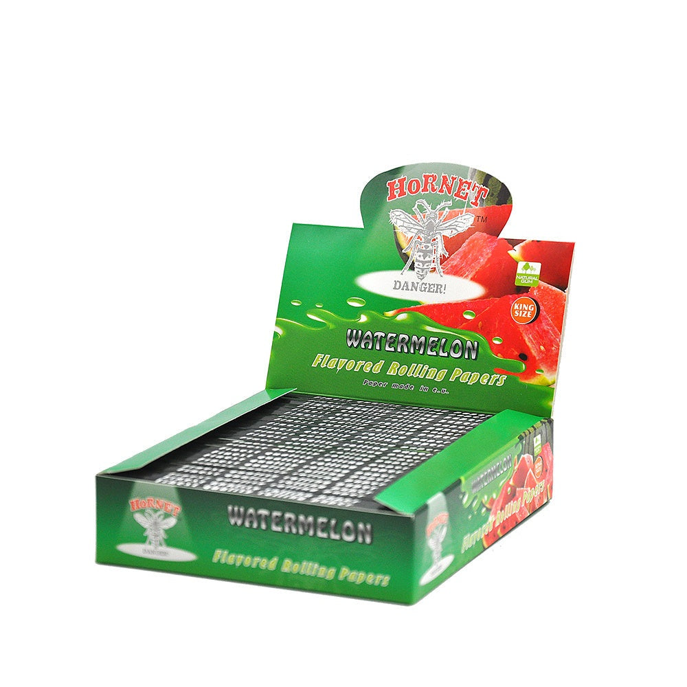 HORNET King Size Watermelon Flavors Rolling Papers, Slim Natural Organic Rolling Paper, 32 Pieces / Pack 25 Packs / Box