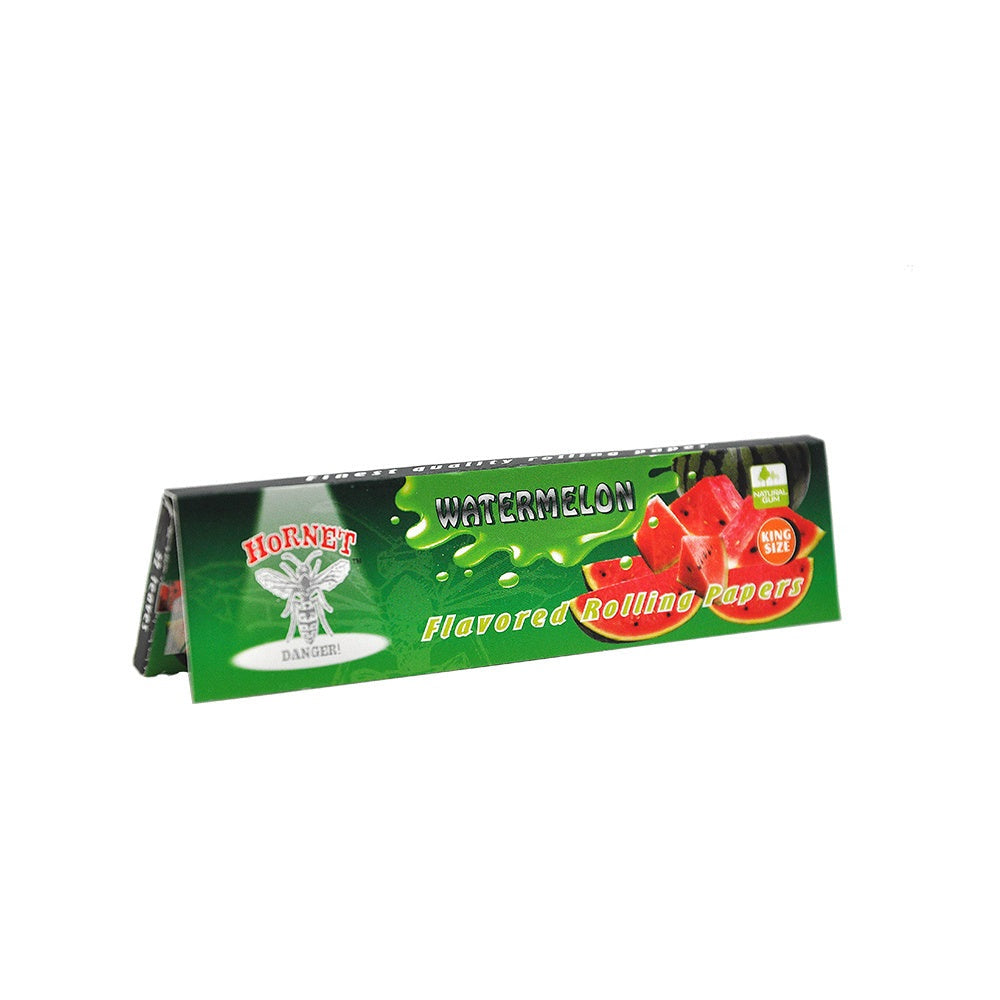 HORNET King Size Watermelon Flavors Rolling Papers, Slim Natural Organic Rolling Paper, 32 Pieces / Pack 25 Packs / Box