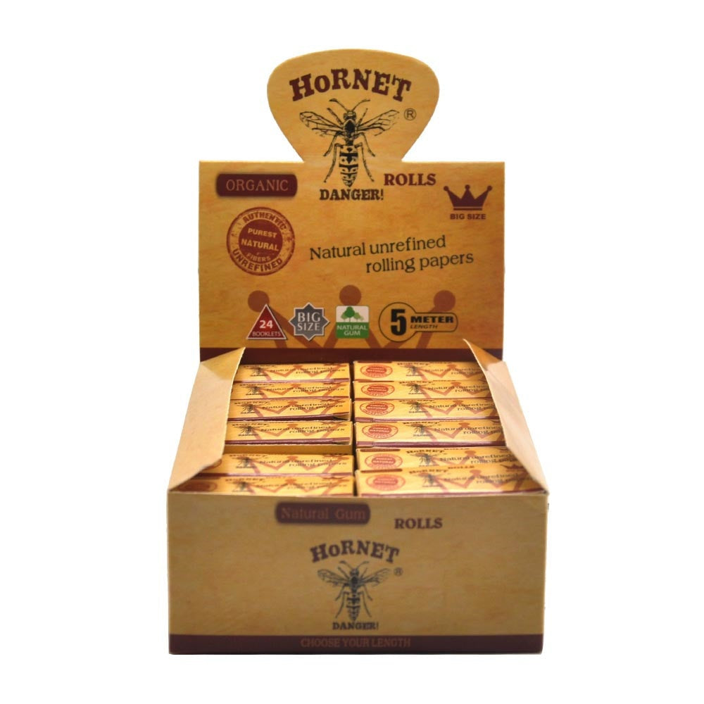 HORNET 5 m Free Rolling Papers, Organic Brown Rolling Paper, 24 PCS / Box