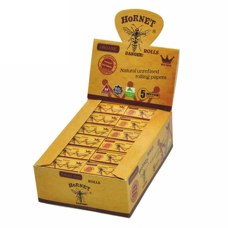 HORNET 5 m Free Rolling Papers, Organic Brown Rolling Paper, 24 PCS / Box