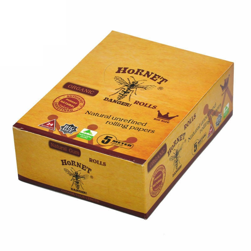 HORNET 5 m Free Rolling Papers, Organic Brown Rolling Paper, 24 PCS / Box